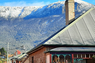 Steep Roof Pitches in front view of mount wellington
